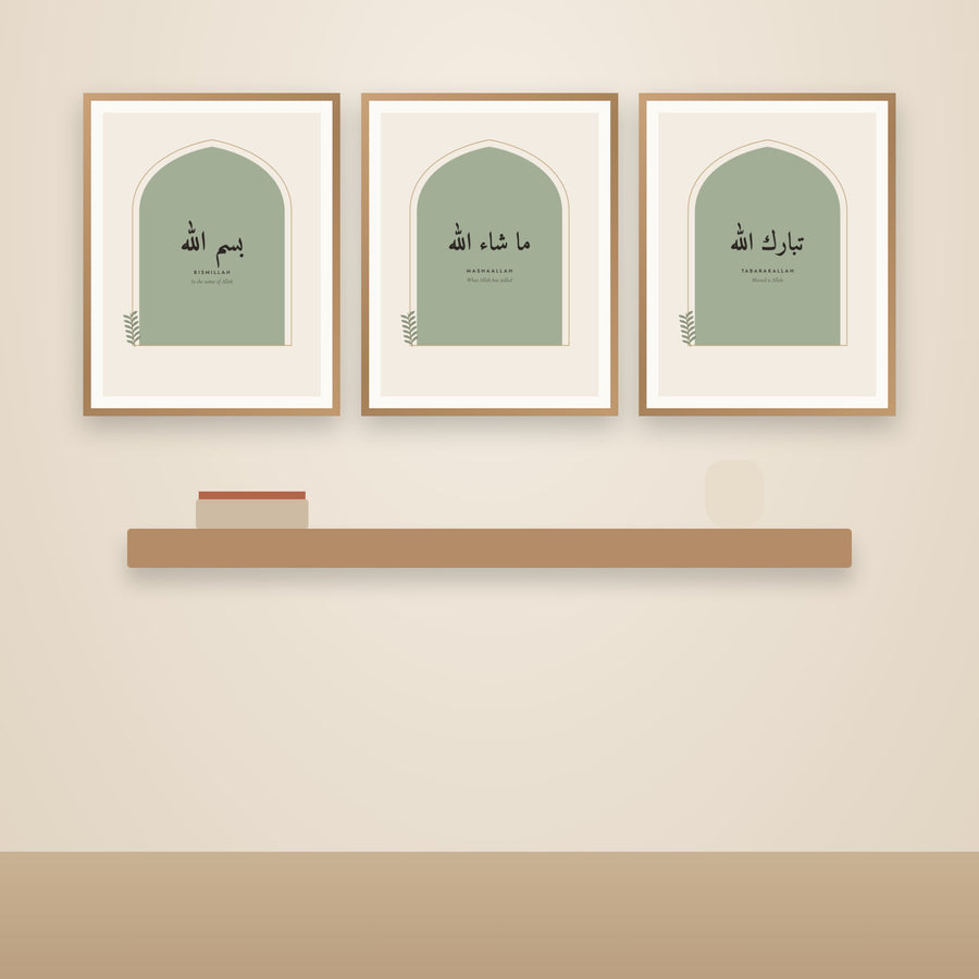 Sage green arch gallery wall set of 3