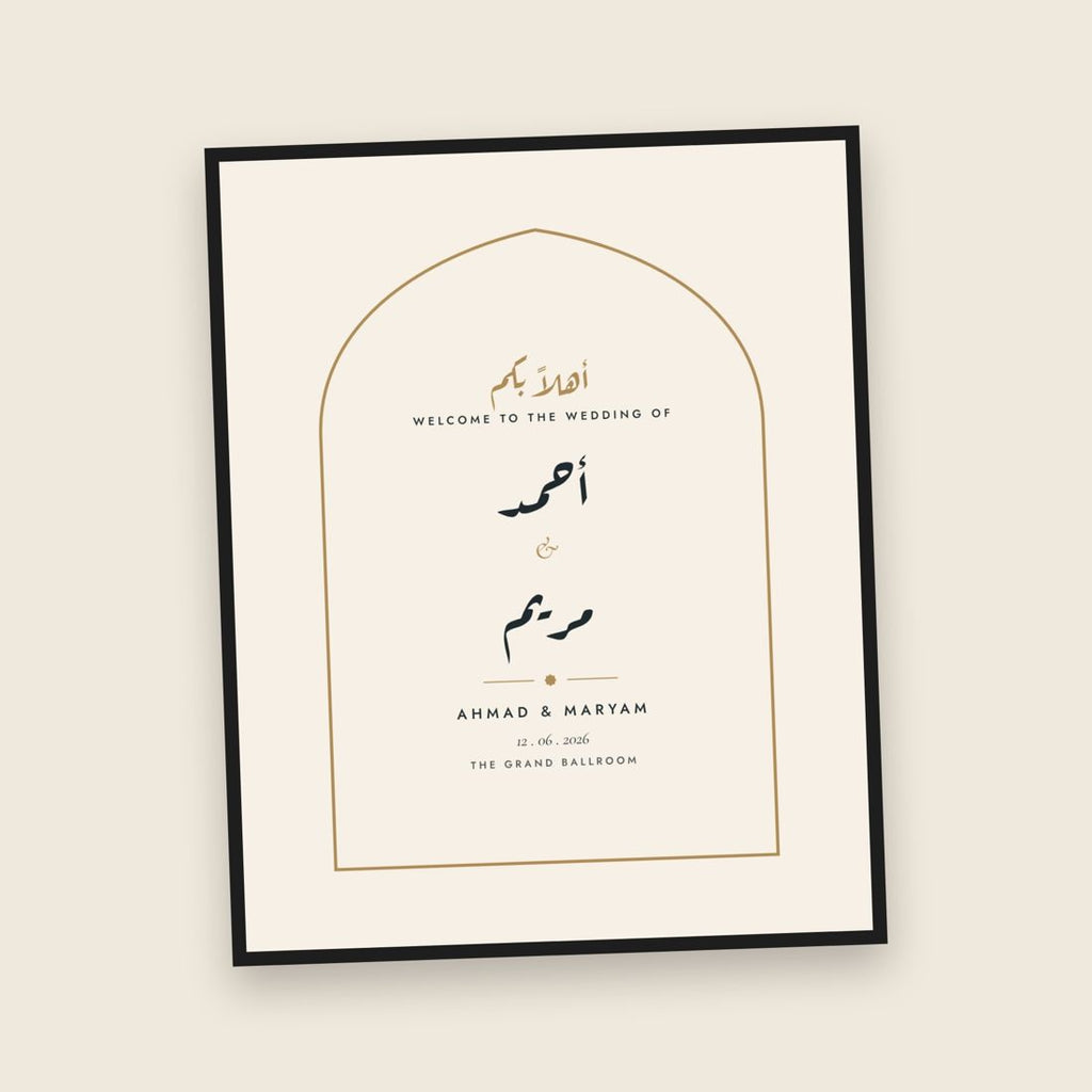 Wedding welcome sign close-up